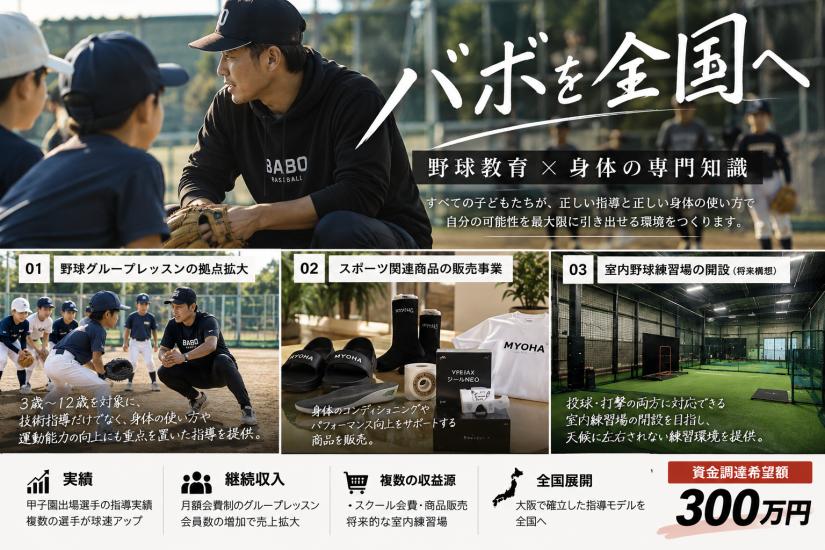 野球教育の未来を変える！身体の専門知識を活かした野球スクールの全国展開とスポーツ関連事業の拡大